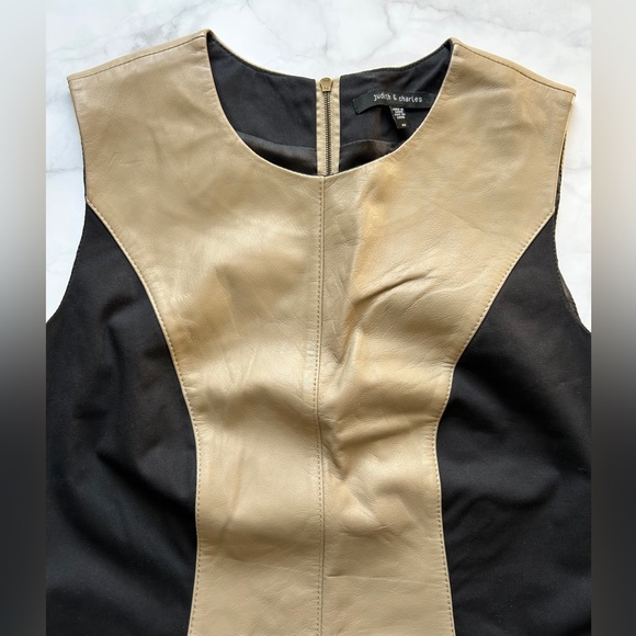 Judith & Charles Leather Panel Sheath Dress Sz 6 - Picture 7 of 17